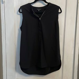 High, Low Sleeveless Black Blouse